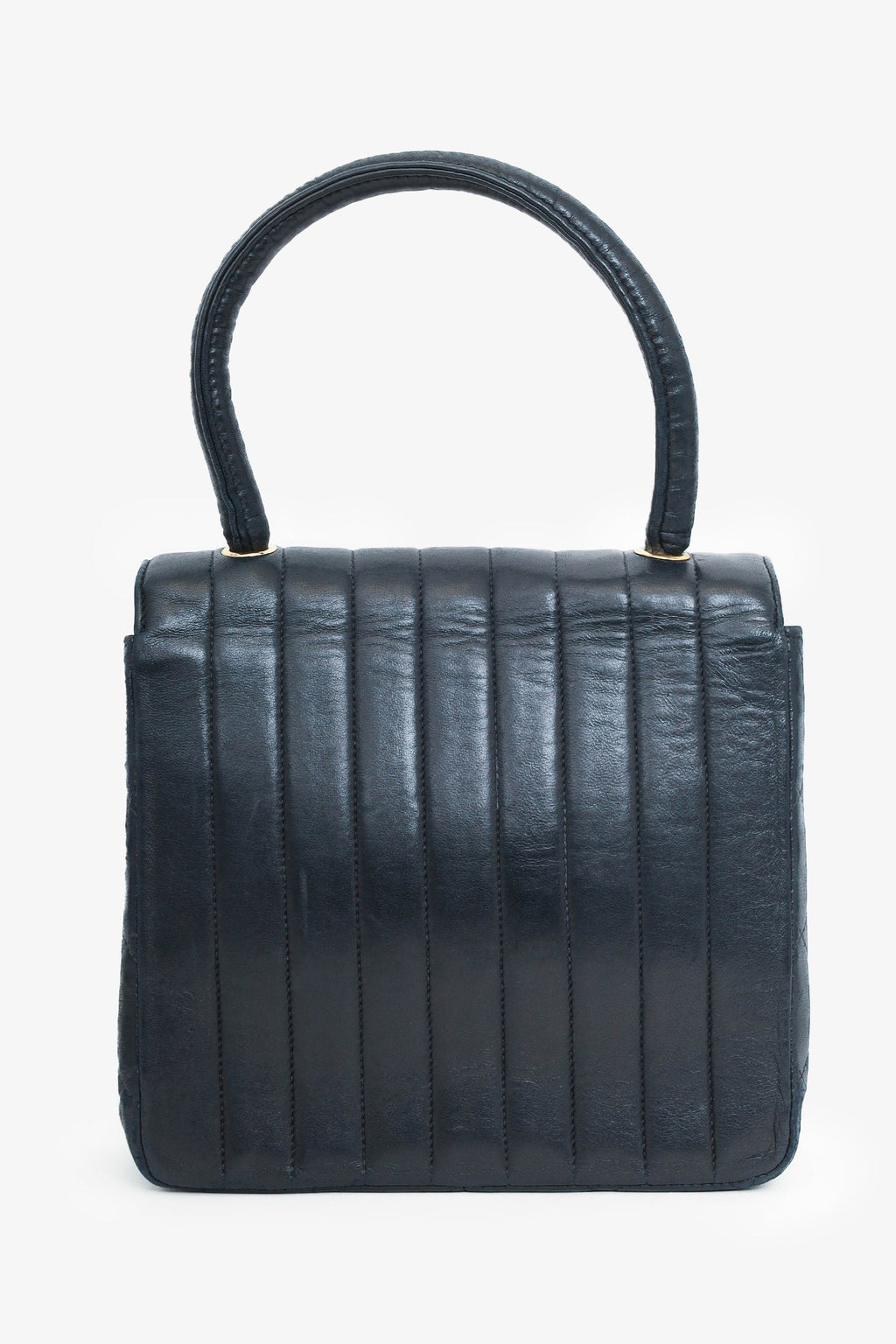 Pre-Loved Chanel™ 1991-94 Black Vertical Quilted Lambskin Top Handle Bag