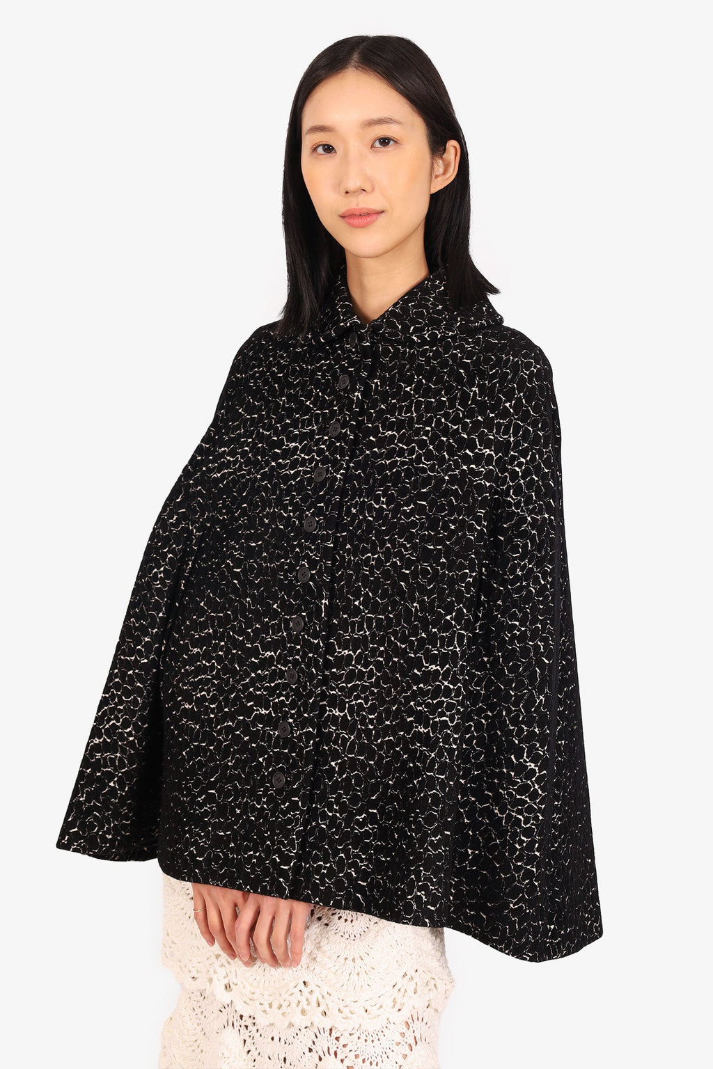 Alaïa Black/White Textured Poncho Size 38