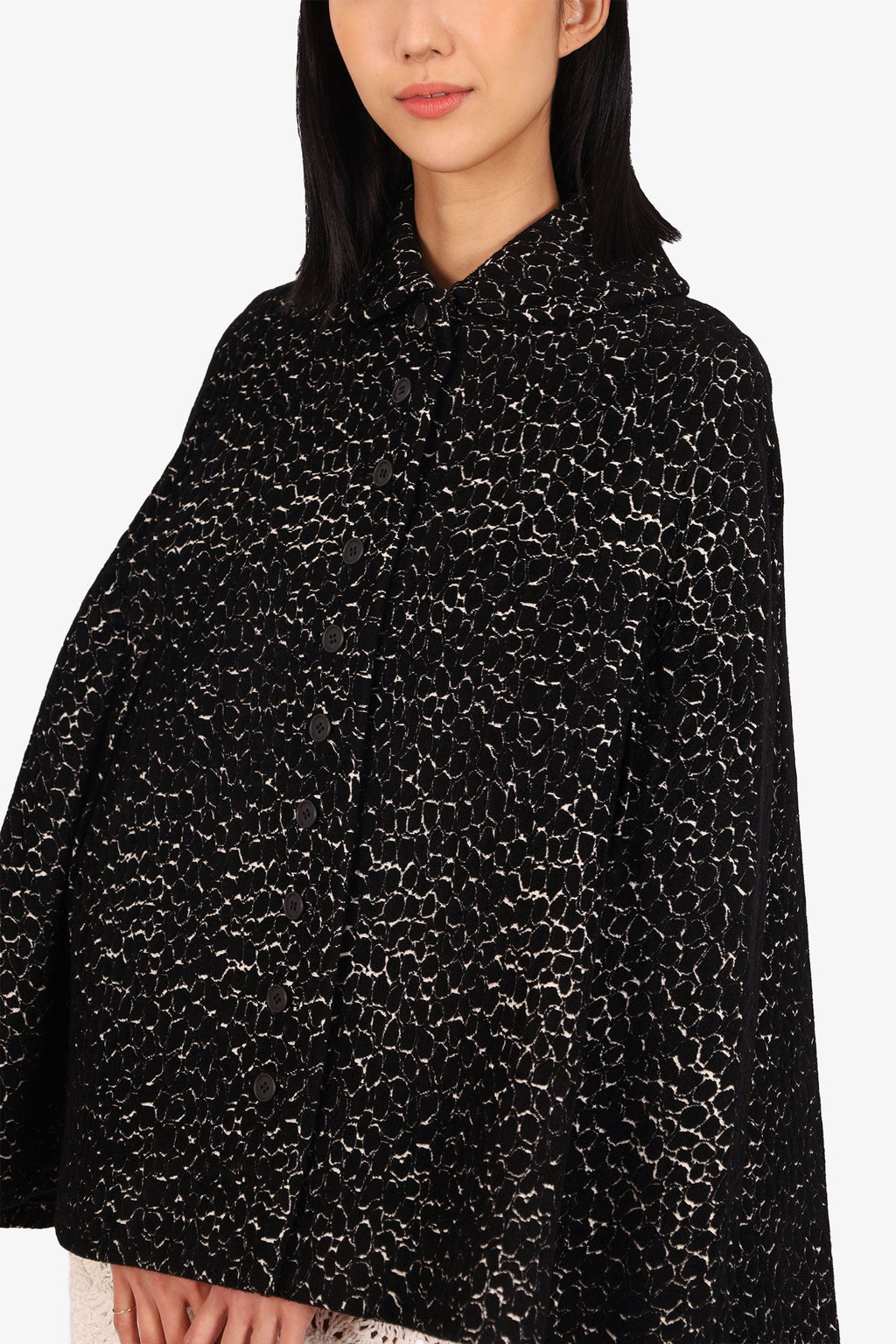 Alaïa Black/White Textured Poncho Size 38