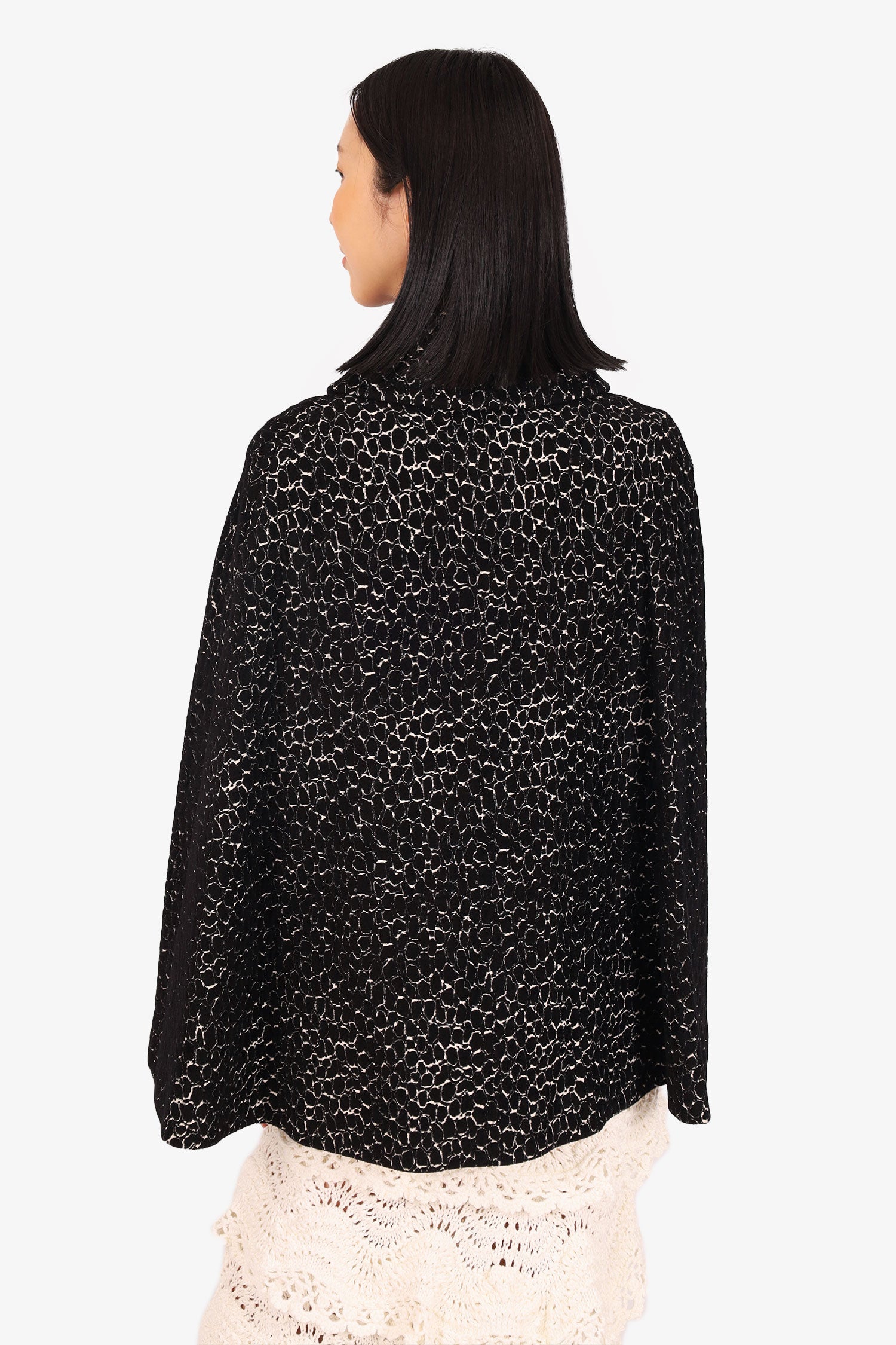 Alaïa Black/White Textured Poncho Size 38
