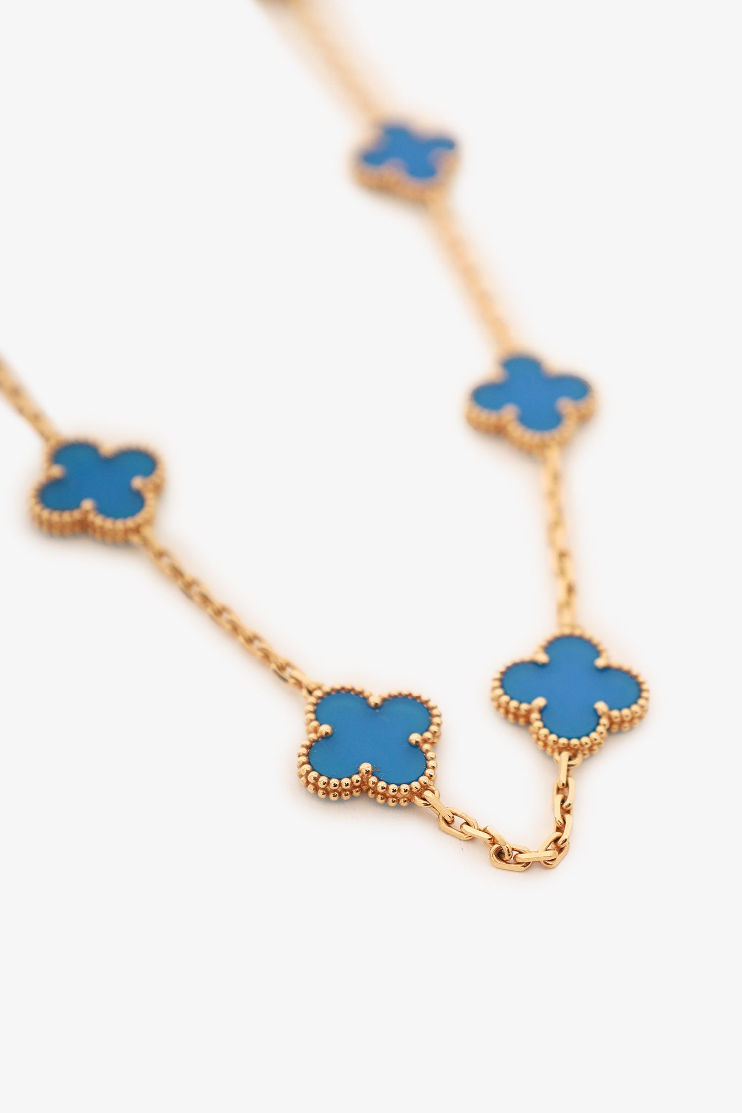 Van Cleef & Arpels 18K Yellow Gold Agate Vintage Alhambra 10 Motifs Necklace