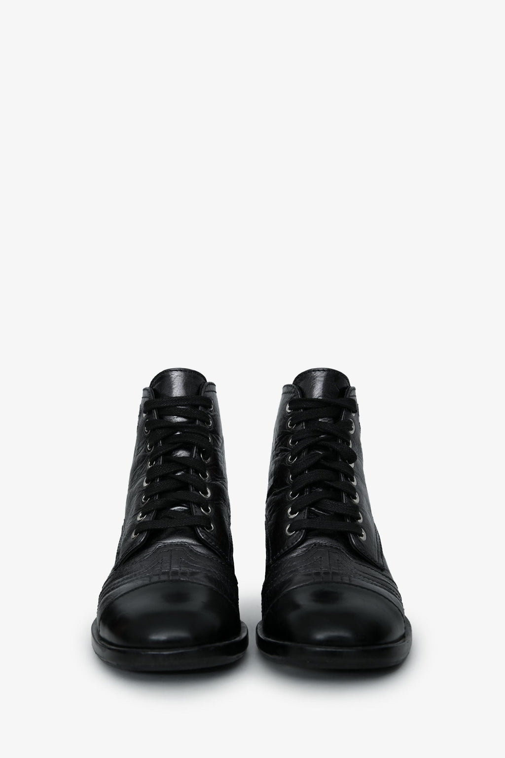 Pre-Loved Chanel™ Black Leather CC Ankle Boots Size 35