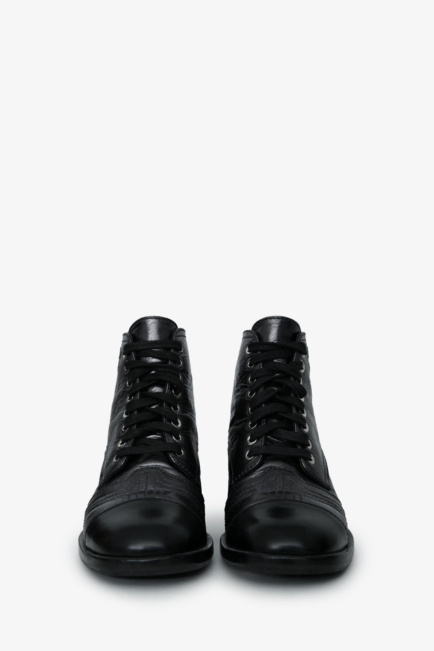 Pre-Loved Chanel™ Black Leather CC Ankle Boots Size 35