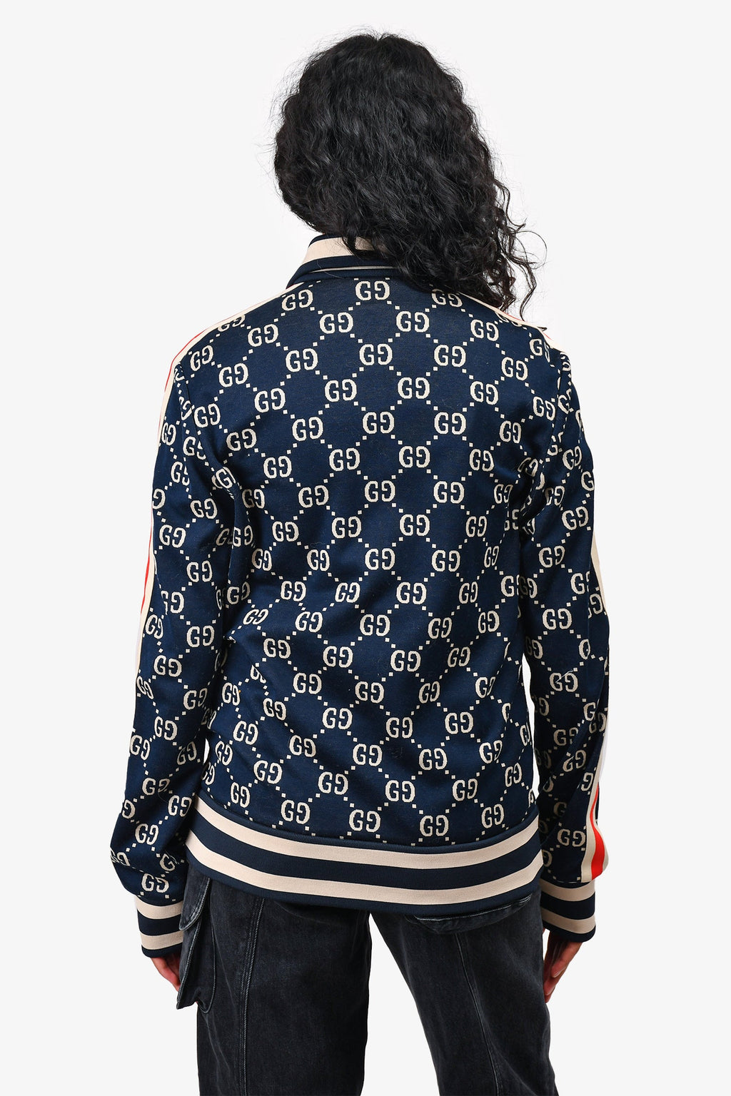 Gucci Navy Monogram Zip Up Jacket Size S