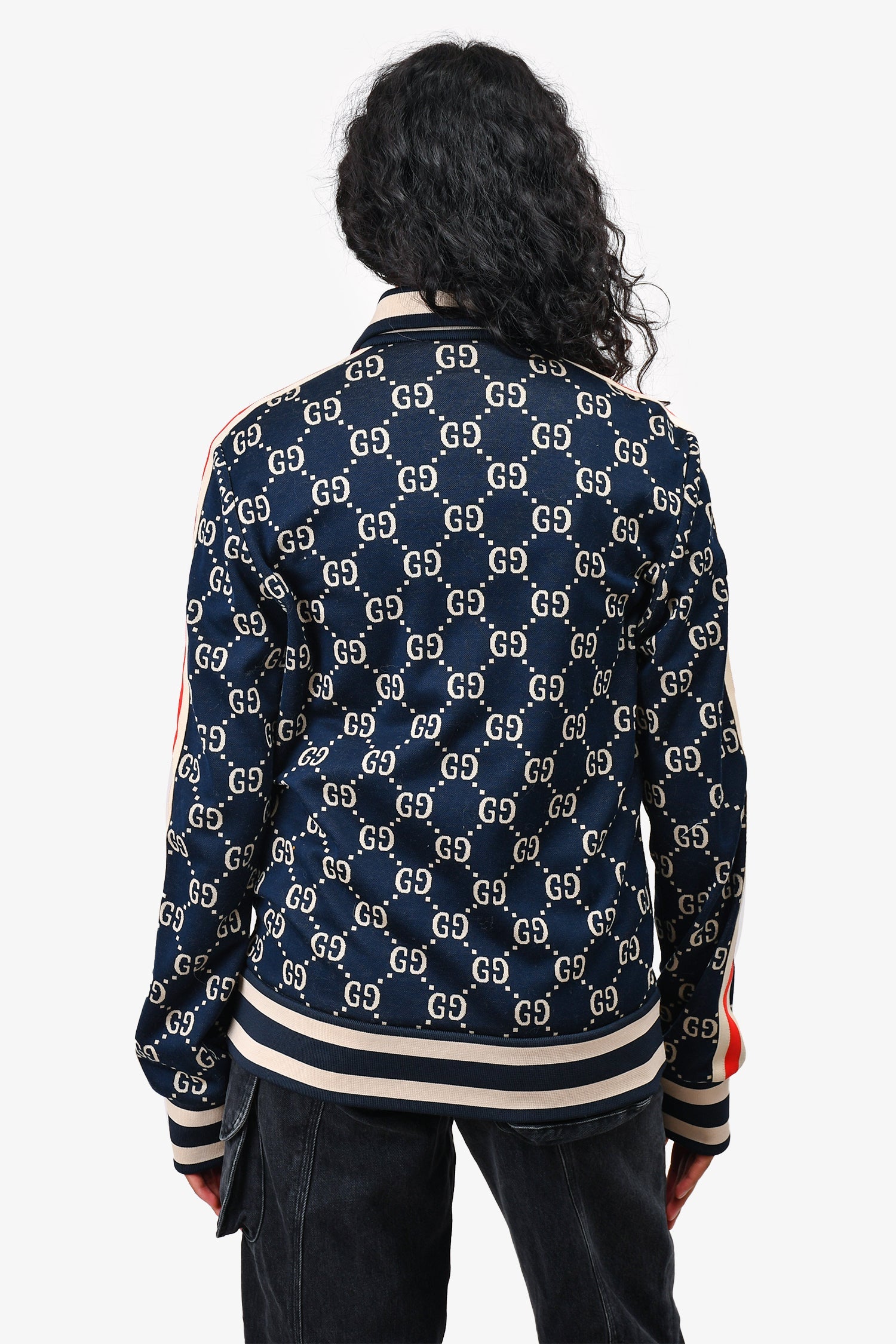 Gucci Navy Monogram Zip Up Jacket Size S