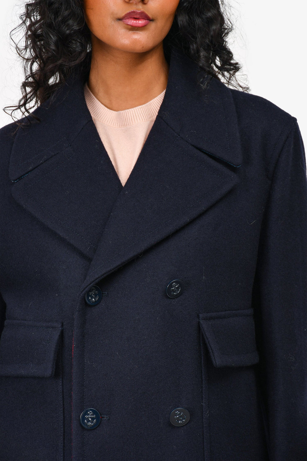 Valentino Navy Wool Doublt Breased Coat Size 50 Mens