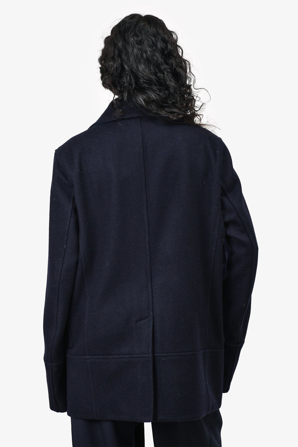 Valentino Navy Wool Doublt Breased Coat Size 50 Mens
