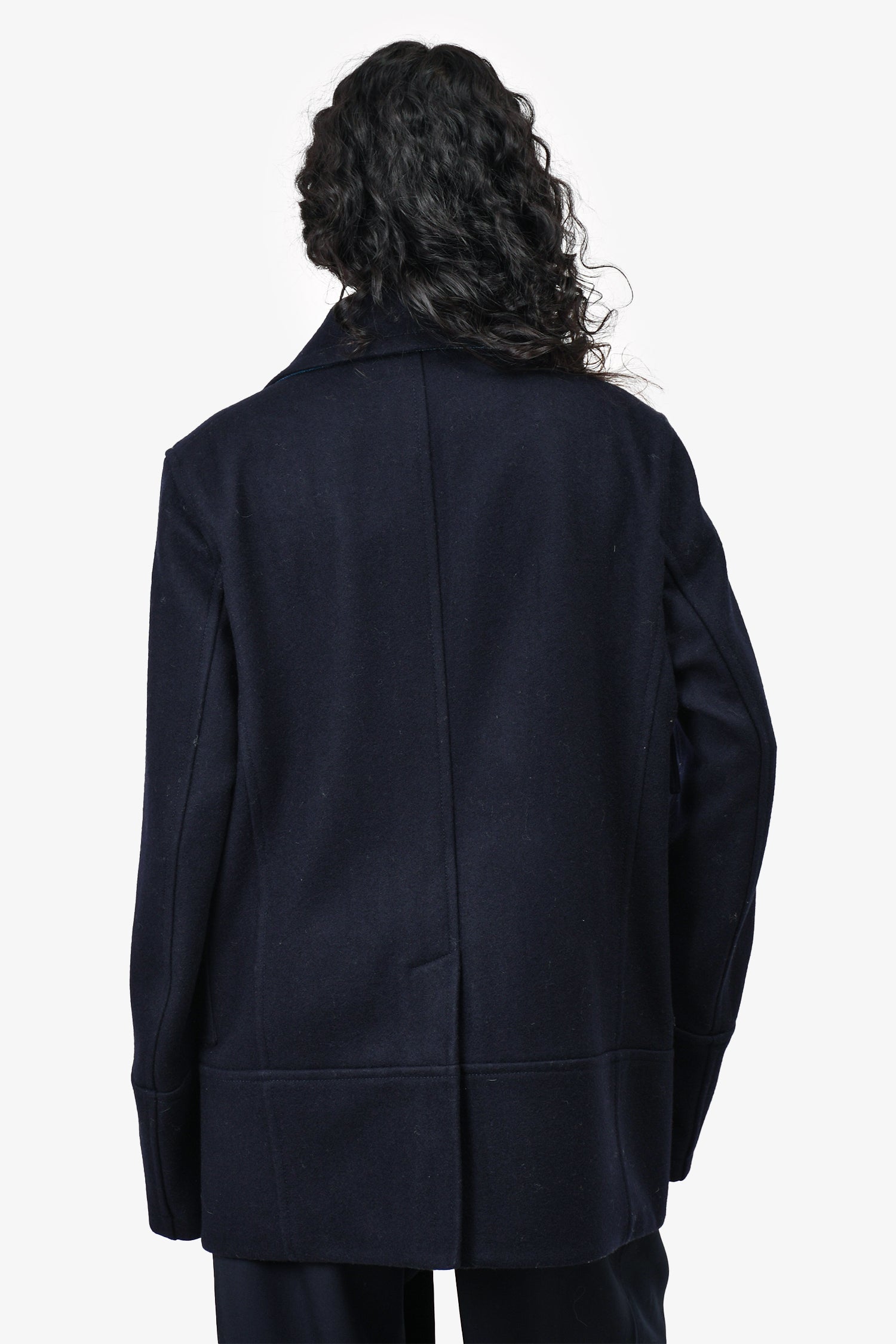 Valentino Navy Wool Doublt Breased Coat Size 50 Mens