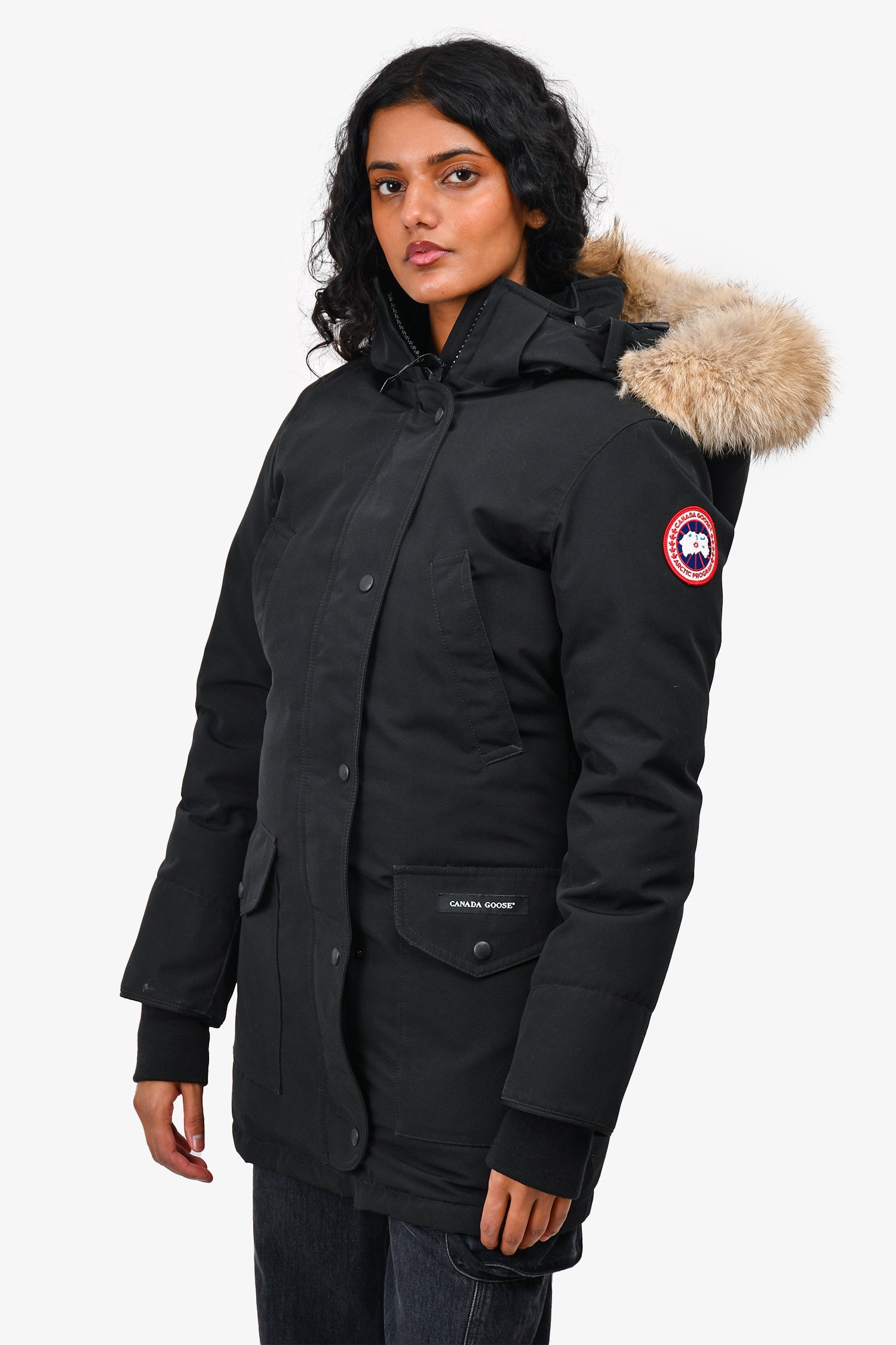 Canada Goose Black Trillion Fur Hooded Parka Down Coat Size XXS