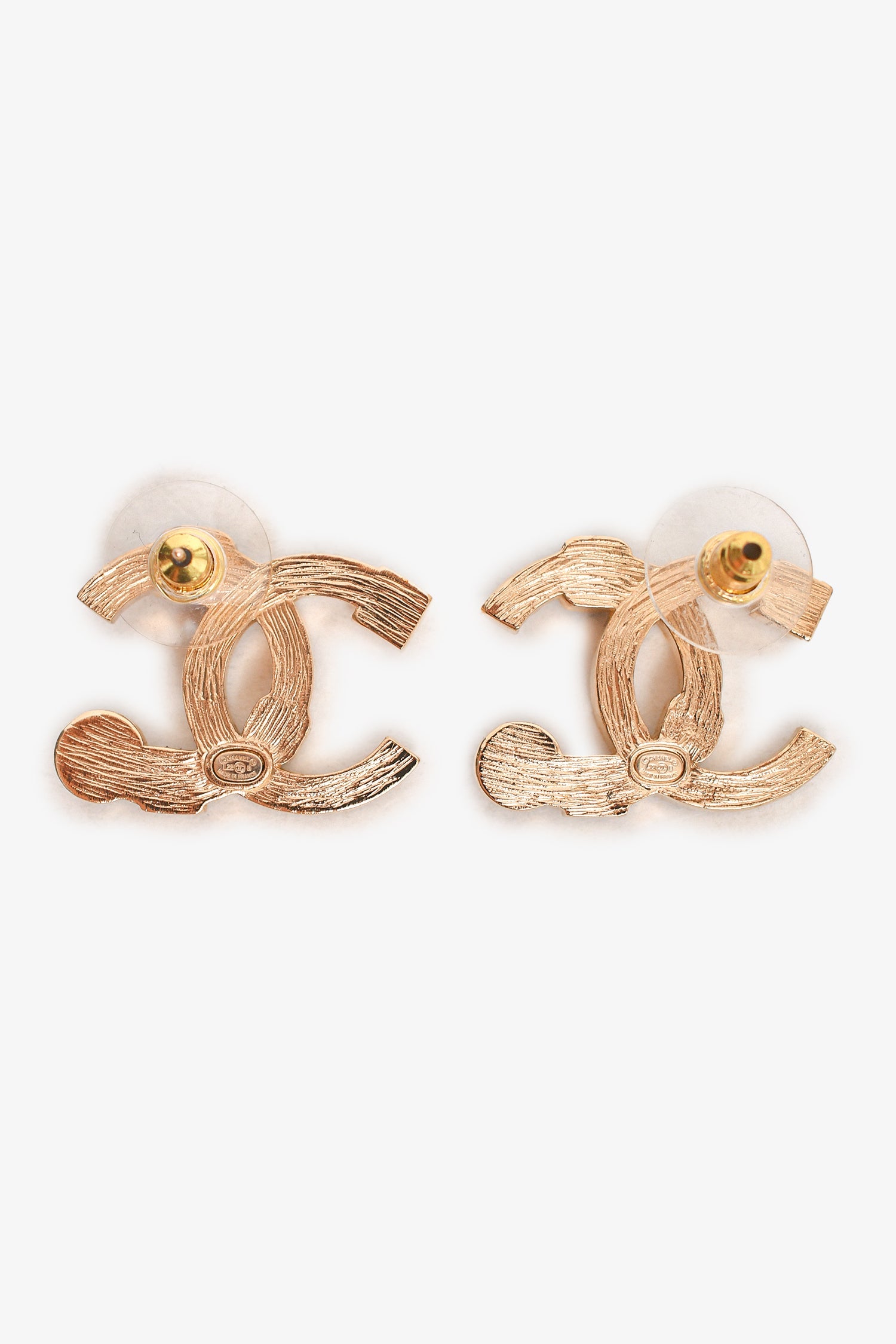 Pre-Loved Chanel™ 2022 Gold Tone Crystal Embellished CC Earrings