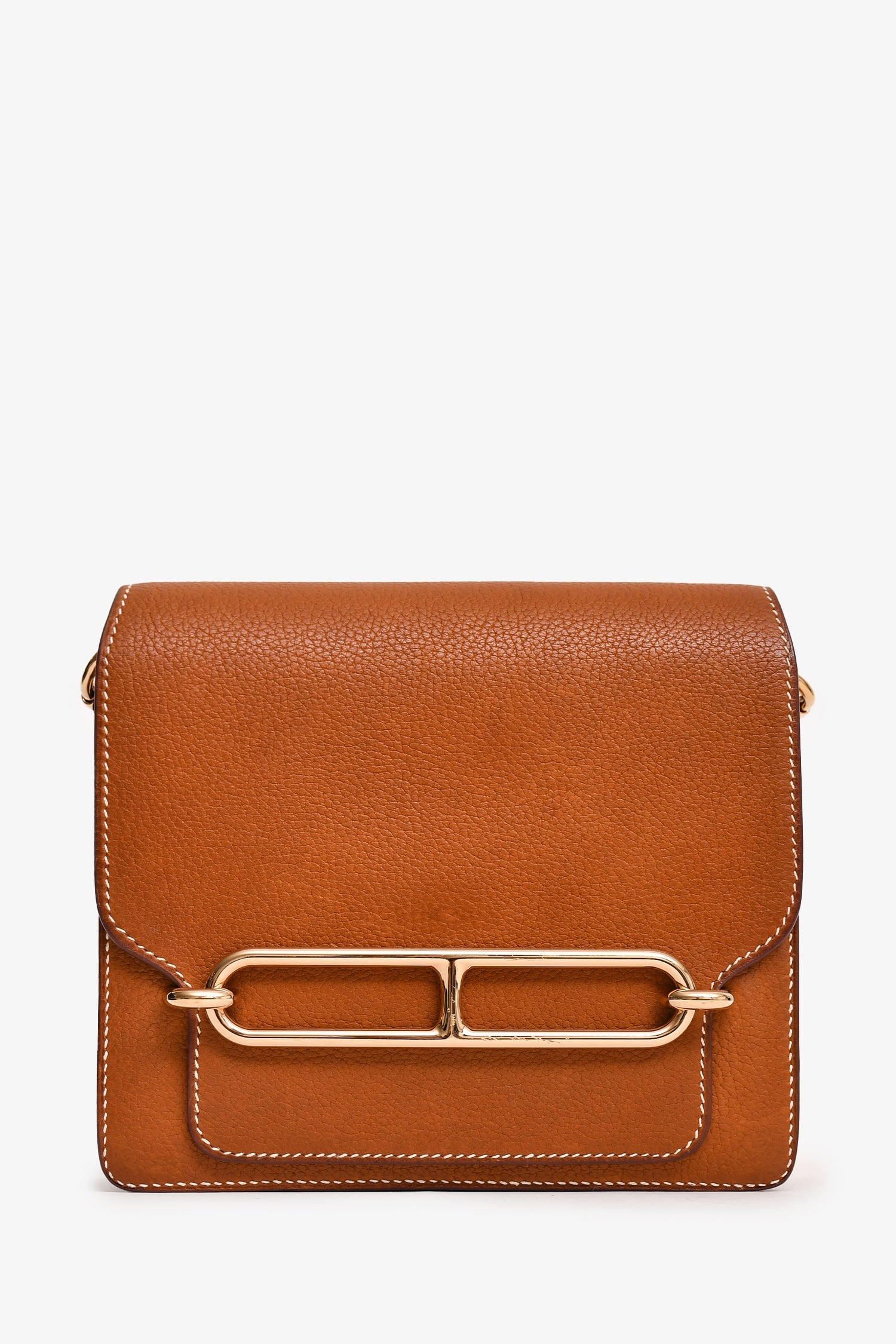 Hermès 2019 Brown Fauve Leather Mini Roulis GHW (As Is)