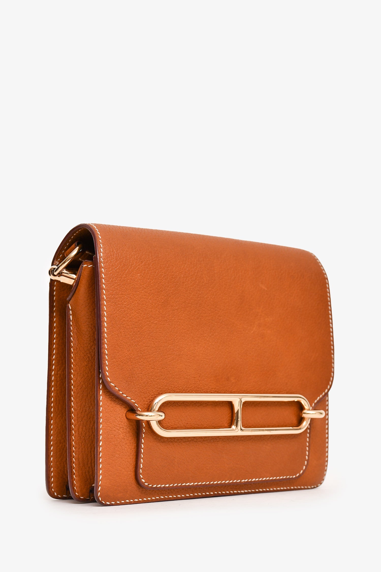 Hermès 2019 Brown Fauve Leather Mini Roulis GHW (As Is)
