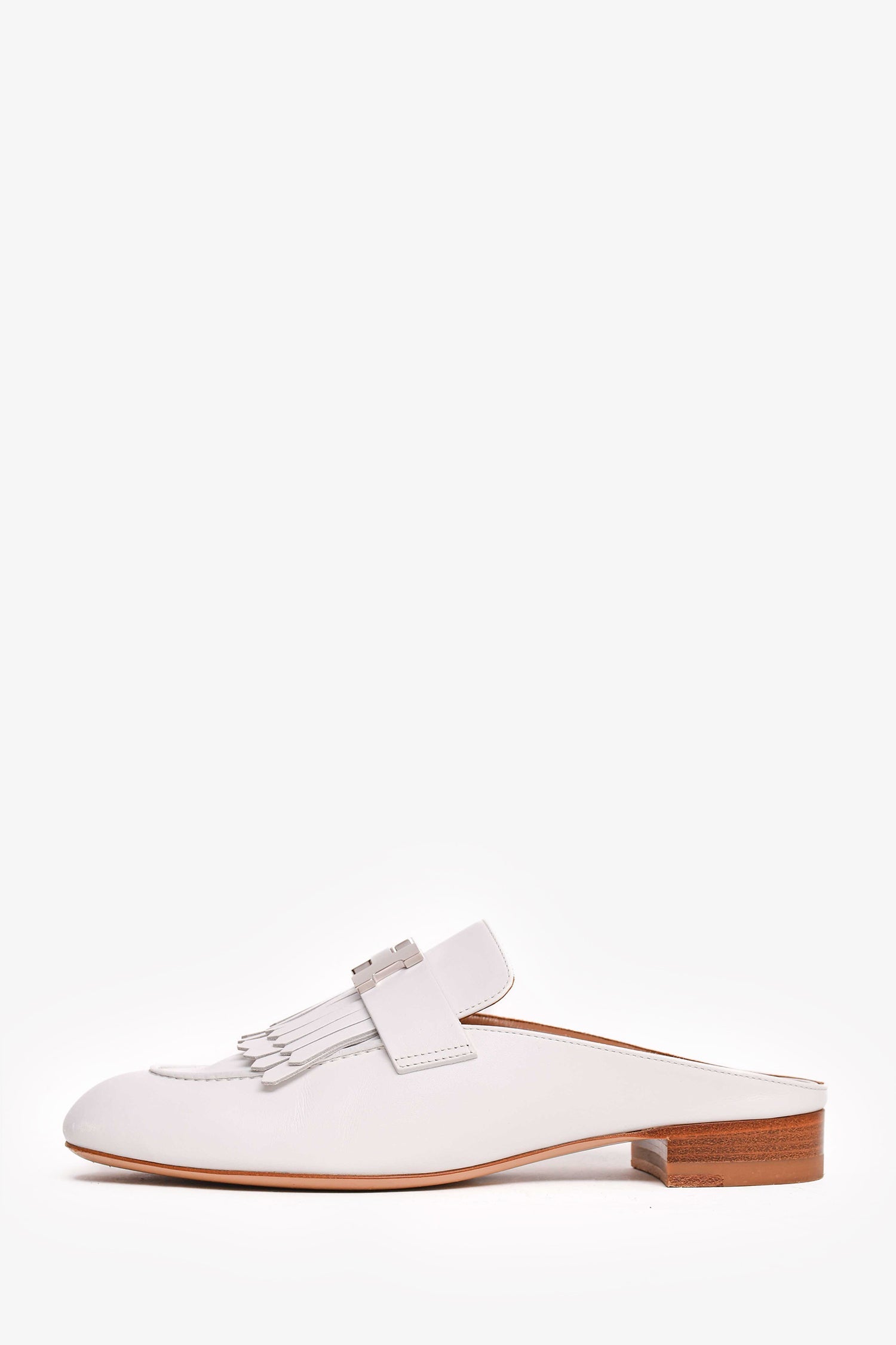 Hermès White Leather Royal Slip On loafers Size 37