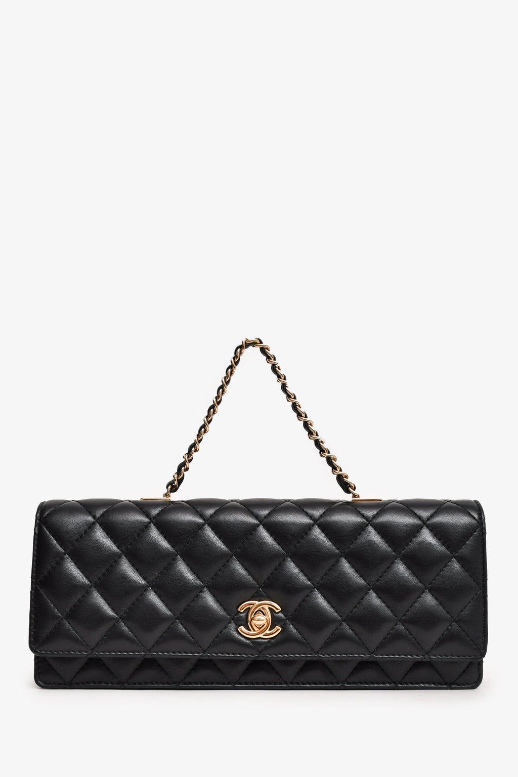 Pre-Loved Chanel™ 2016-17 Black Lambskin Faux Pearl East West Shoulder Bag