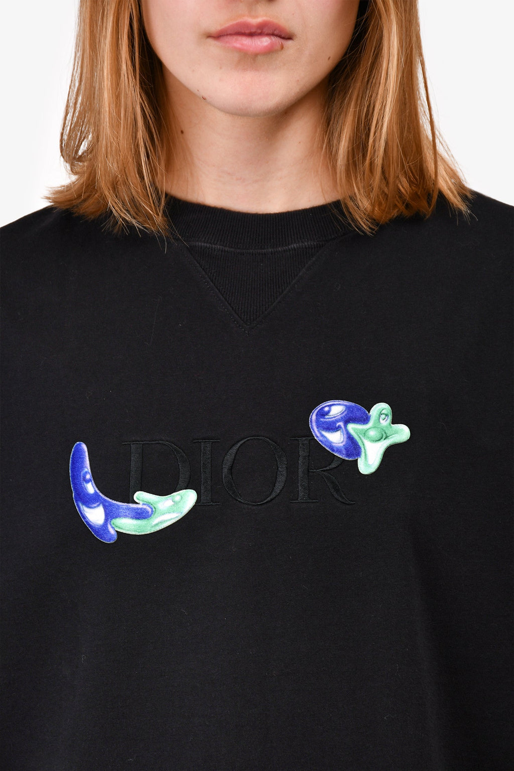 Christian Dior Black Logo Embroidered T-Shirt Size M