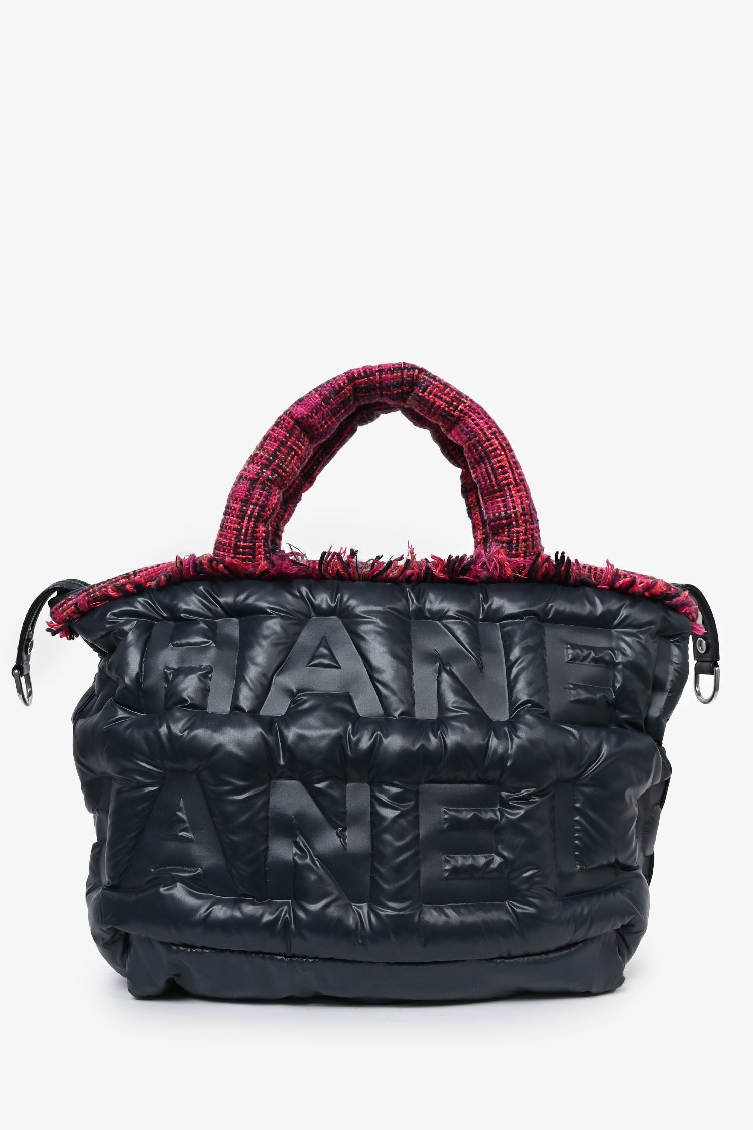 Pre-Loved Chanel™ 2018/19 Blue/Pink Nylon/Tweed Logo 'Doudoune' Tote Bag