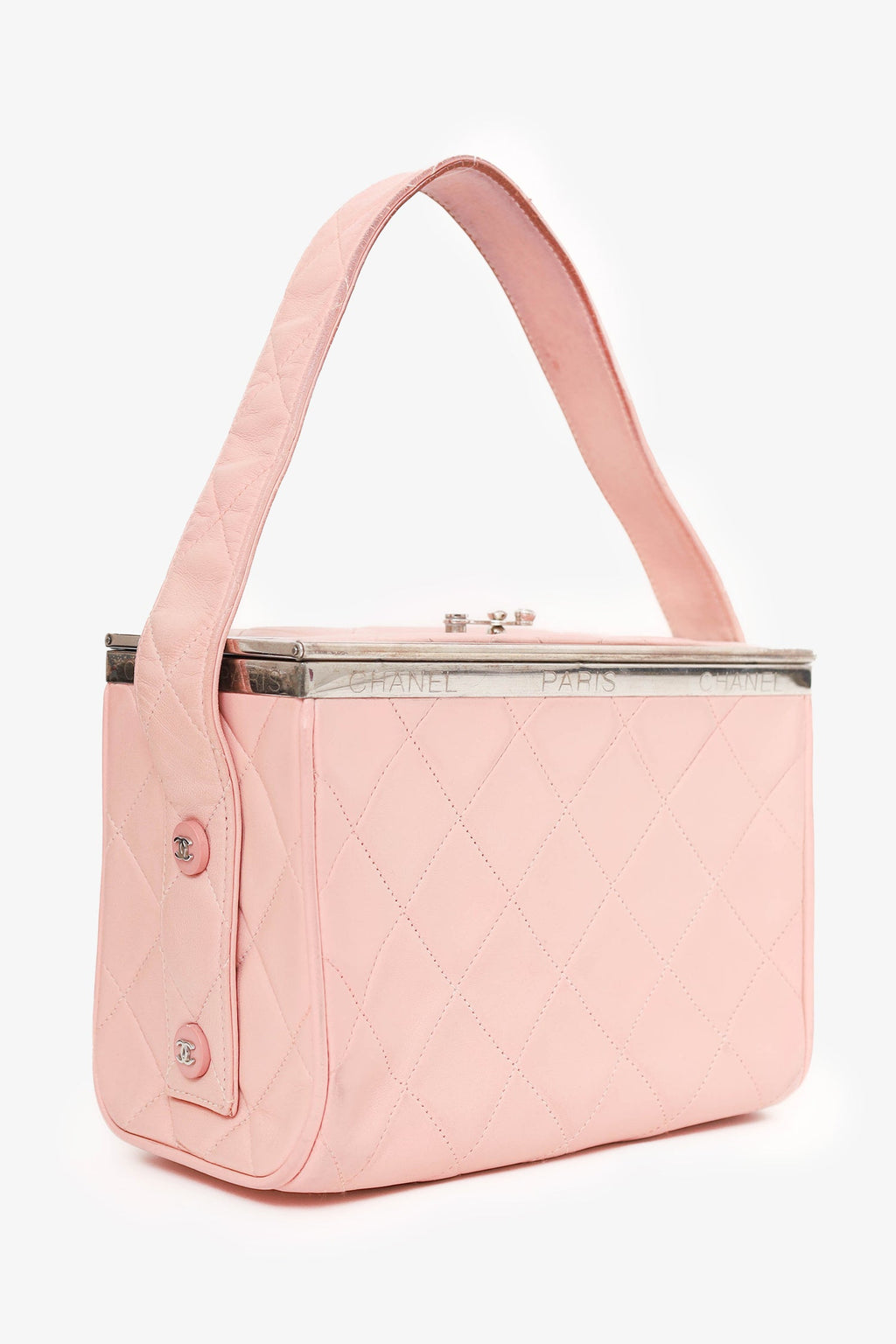 Pre-Loved Chanel™ 1996-97 Pink Quilted Lambskin Vanity Box
