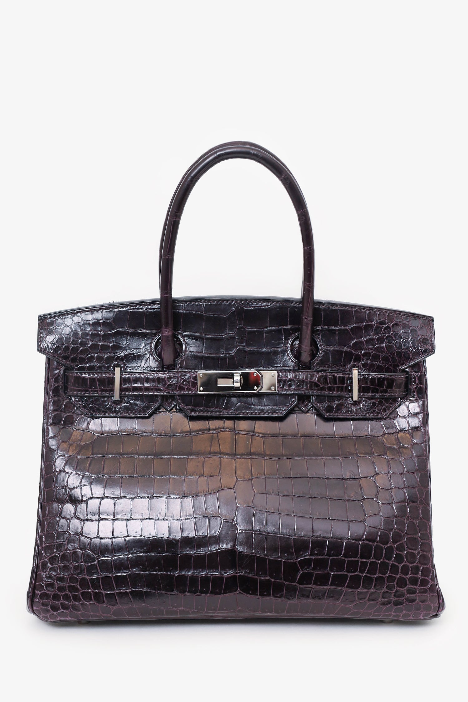 Hermes 2015 Dark Purple Matte Porosus Crocodile Birkin 30