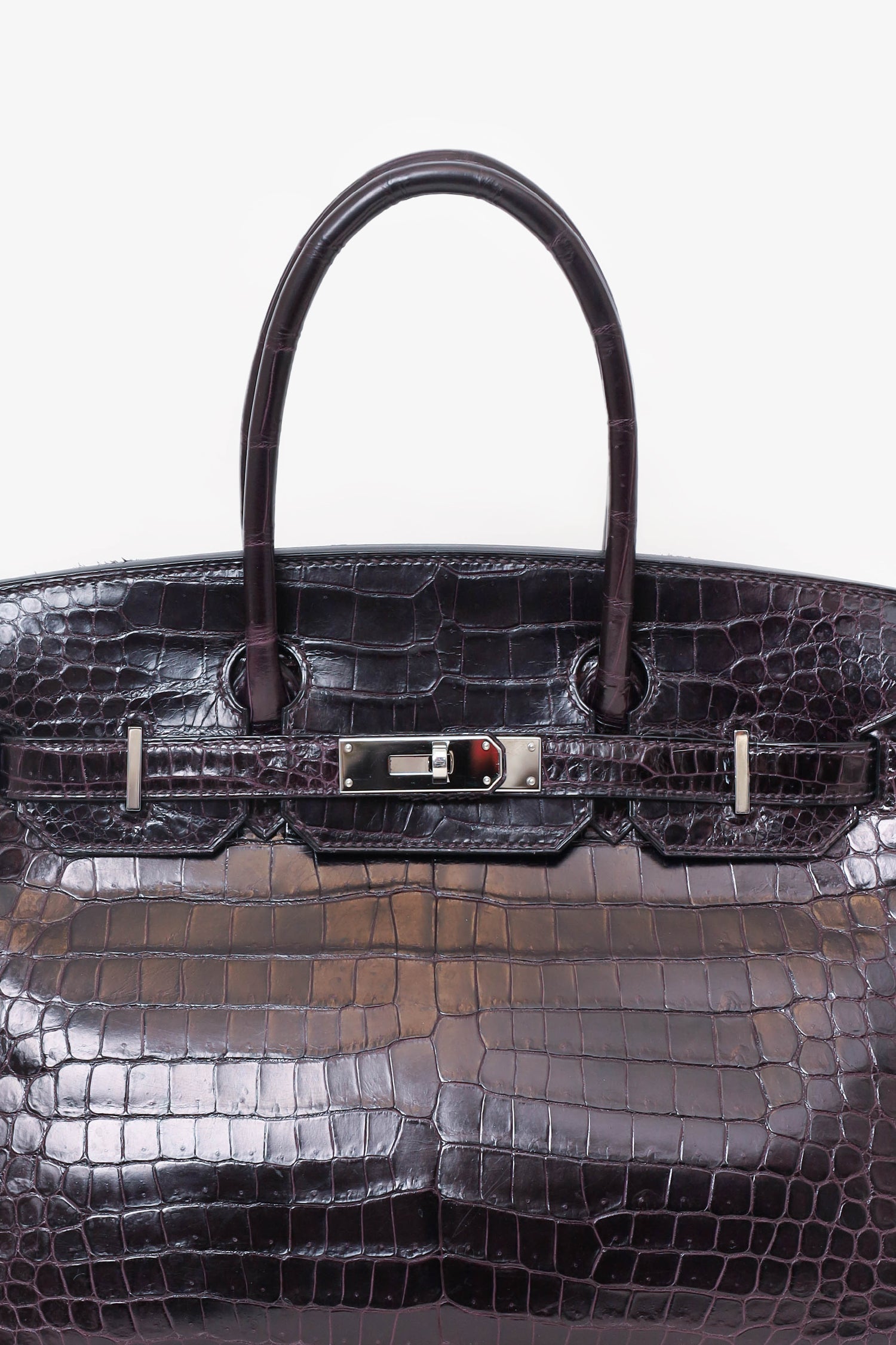 Hermes 2015 Dark Purple Matte Porosus Crocodile Birkin 30