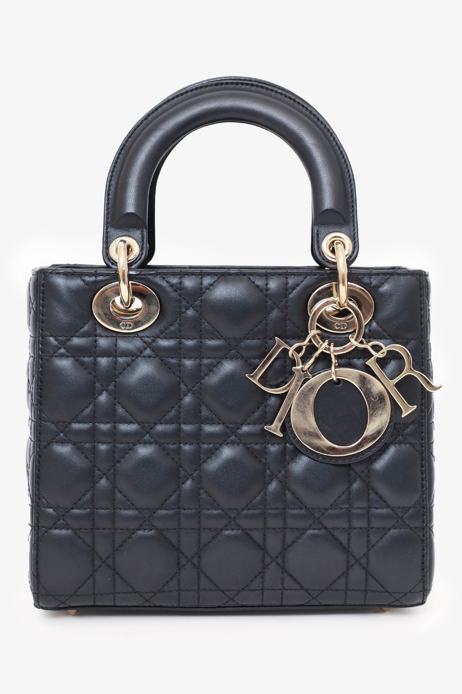 Christian Dior 2022 Black Cannage Lambskin Small Lady Dior Bag