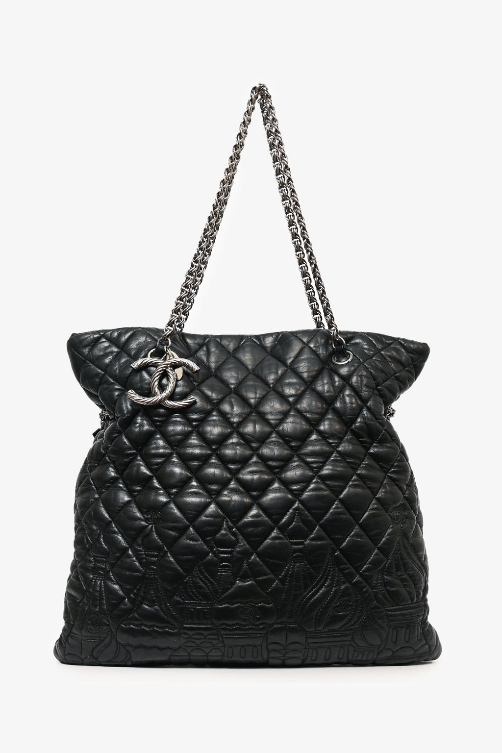 Pre-Loved Chanel™ 2008/09 Black Leather Paris Moscow Tote