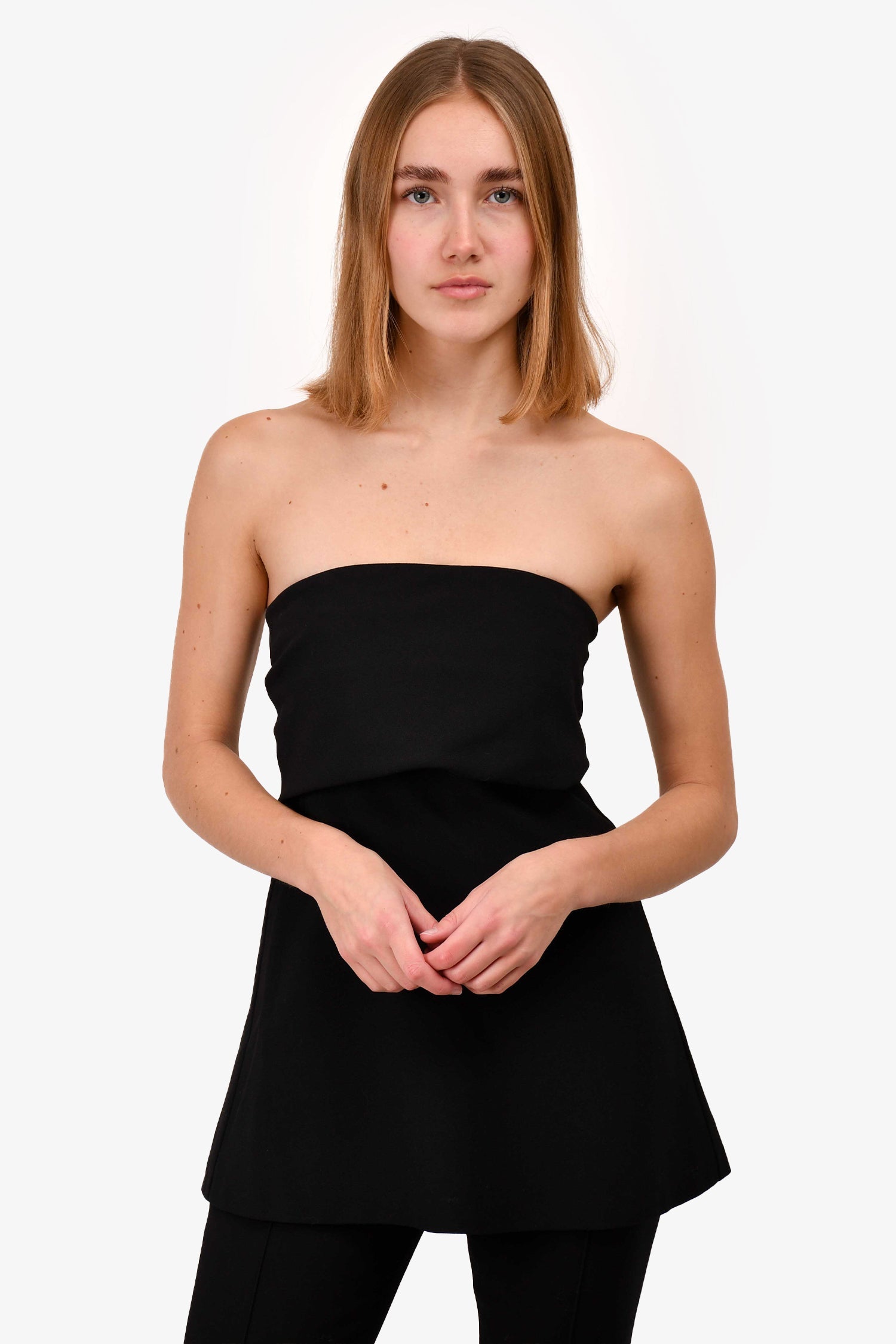 Toteme Black Wool Crepe Band Tube Top Size 34