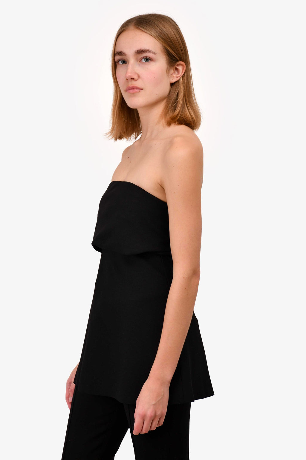 Toteme Black Wool Crepe Band Tube Top Size 34