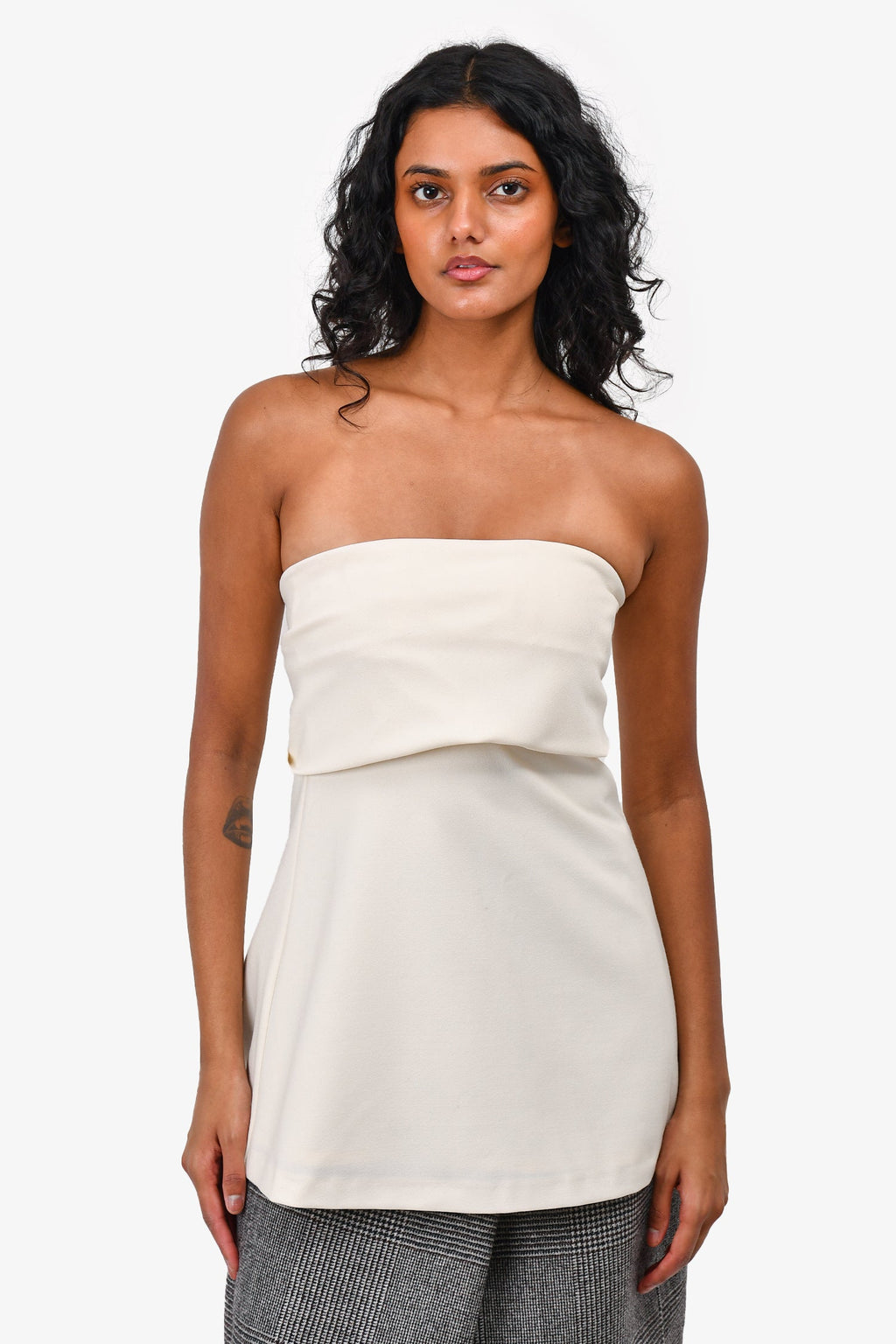 Toteme Cream Wool Crepe Band Tube Top Size 34