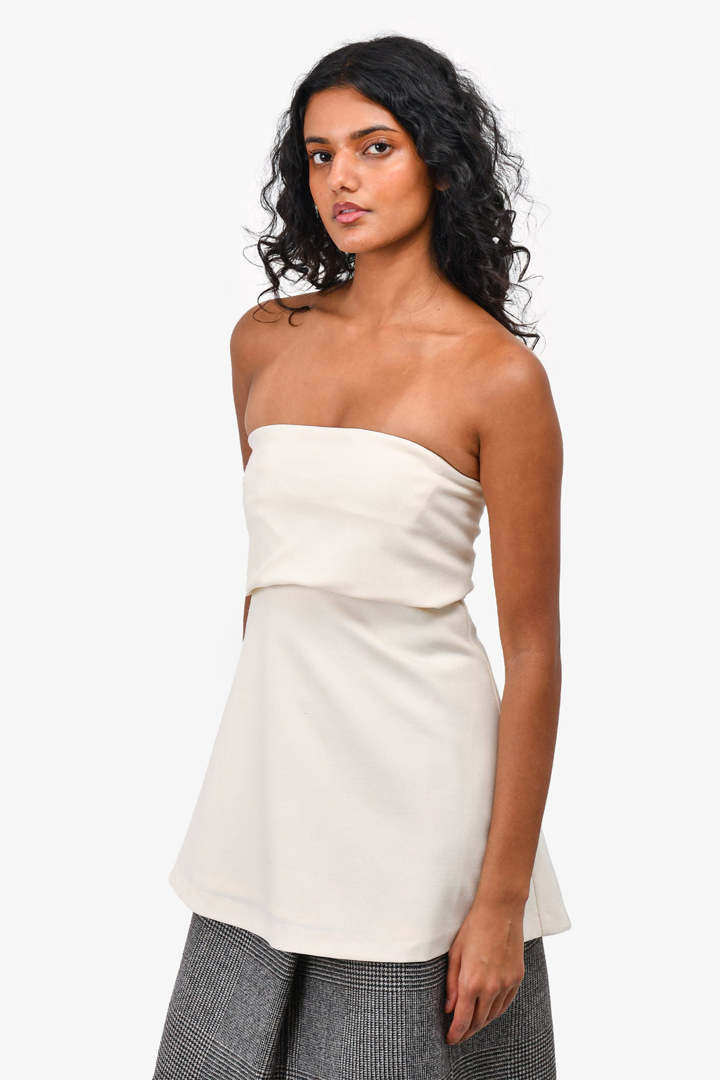 Toteme Cream Wool Crepe Band Tube Top Size 34