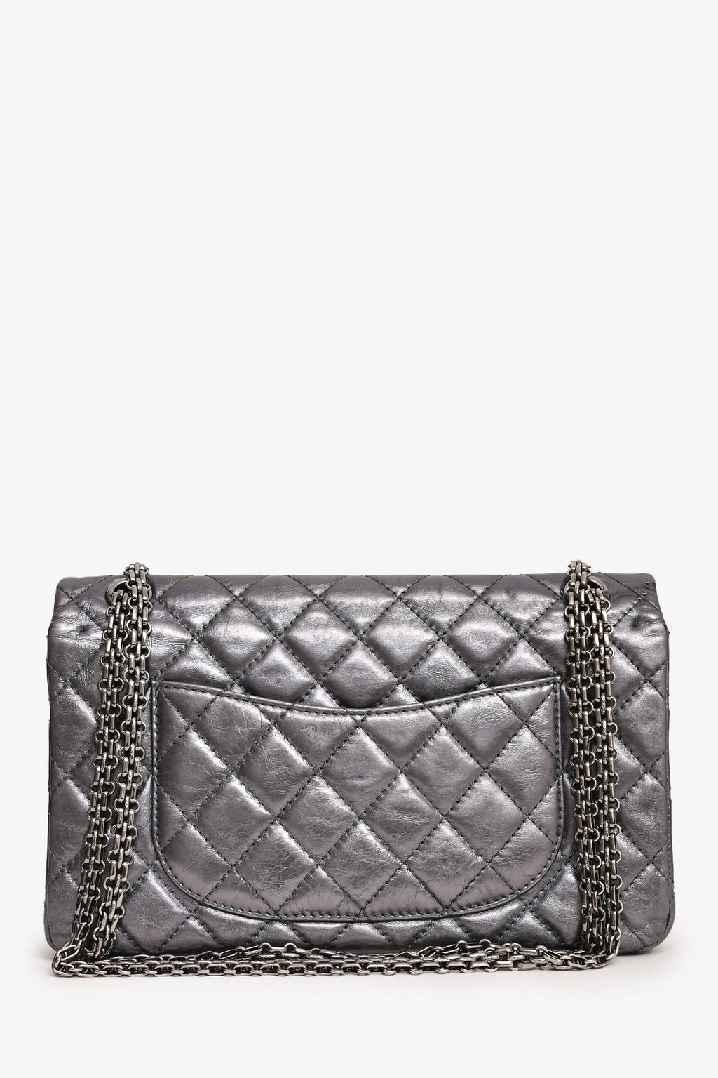 Pre-Loved Chanel™ 2008-9 Silver Metallic Leather 2.55 Medium 226 Flap Bag SHW