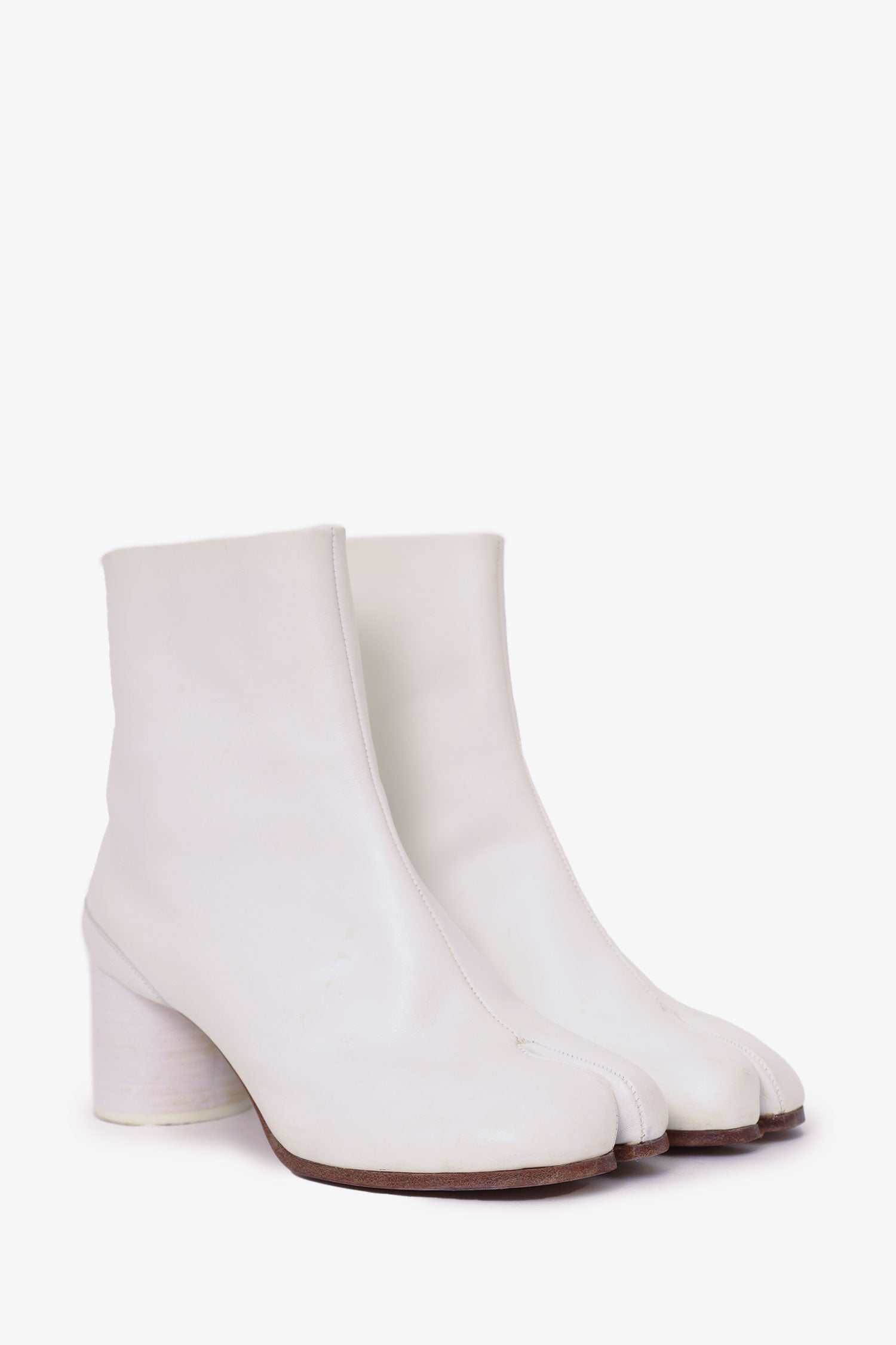 Maison Margiela White Leather Tabi Boots Size 40