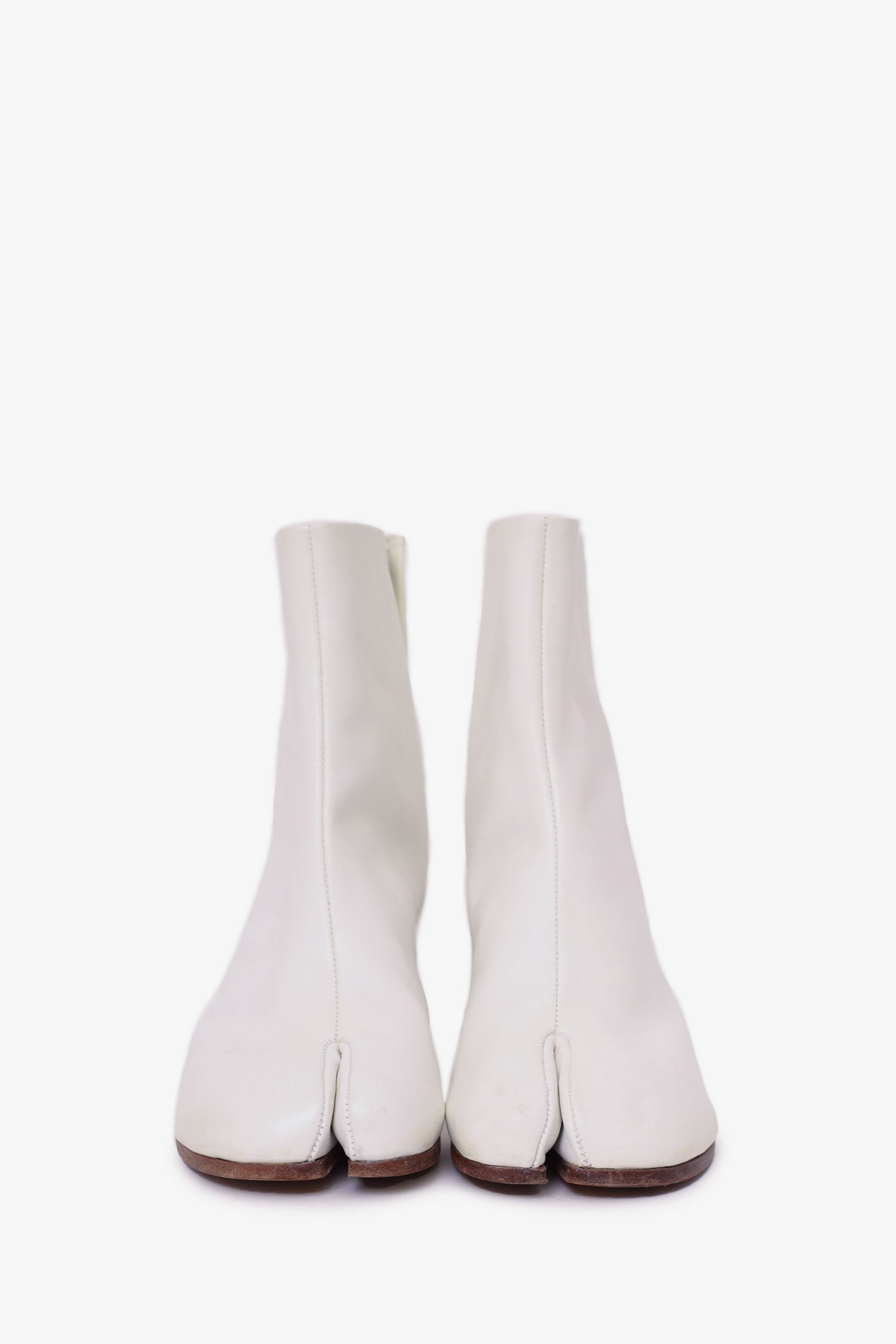 Maison Margiela White Leather Tabi Boots Size 40