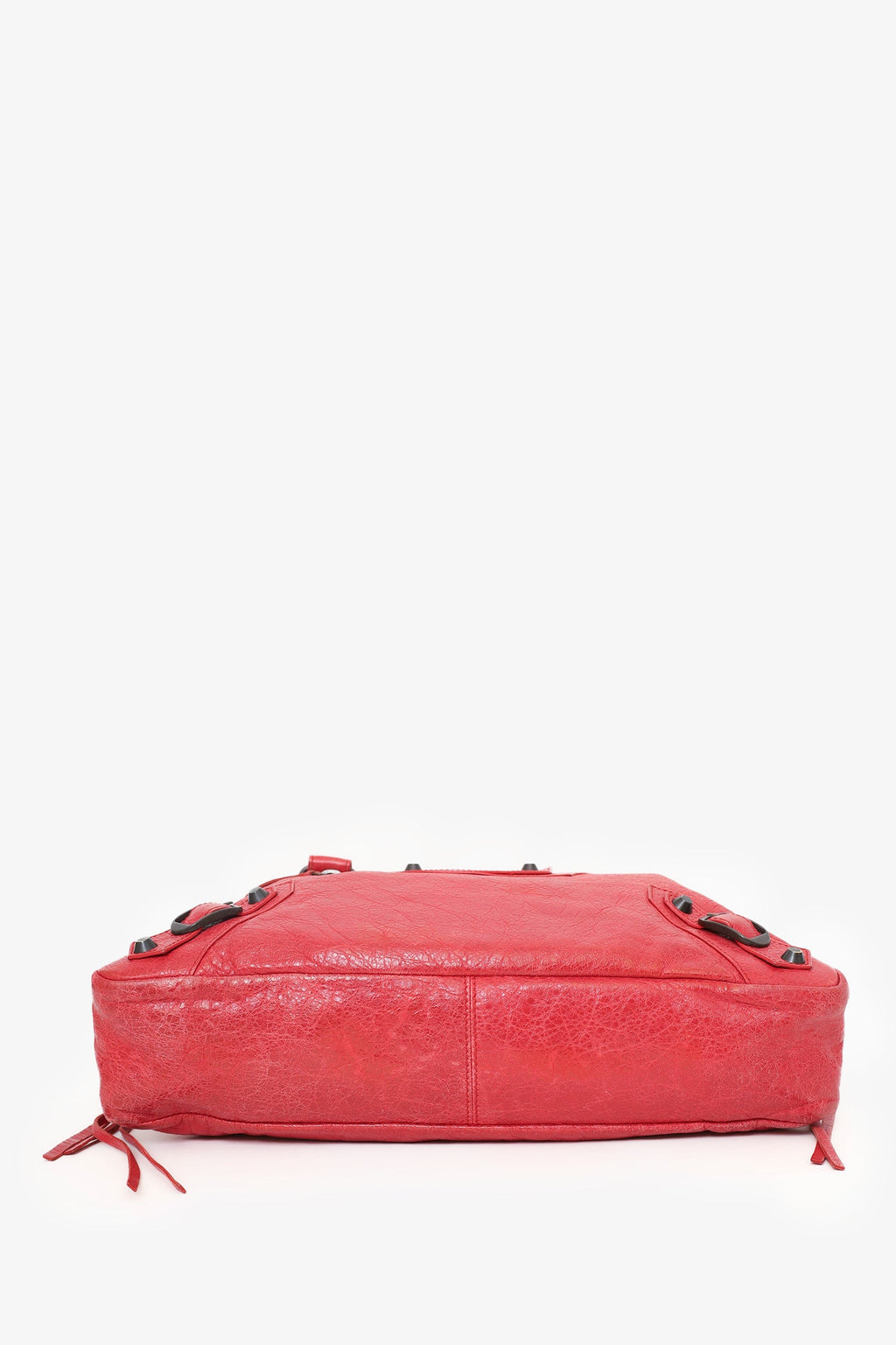 Balenciaga Red Lambskin Leather Giant 12 Motorcycle Town Bag with Strap