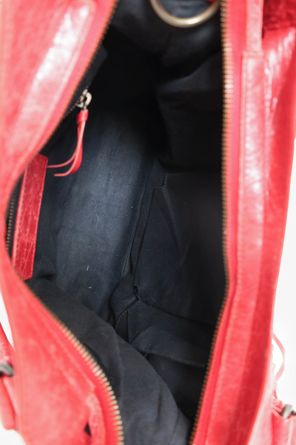 Balenciaga Red Lambskin Leather Giant 12 Motorcycle Town Bag with Strap