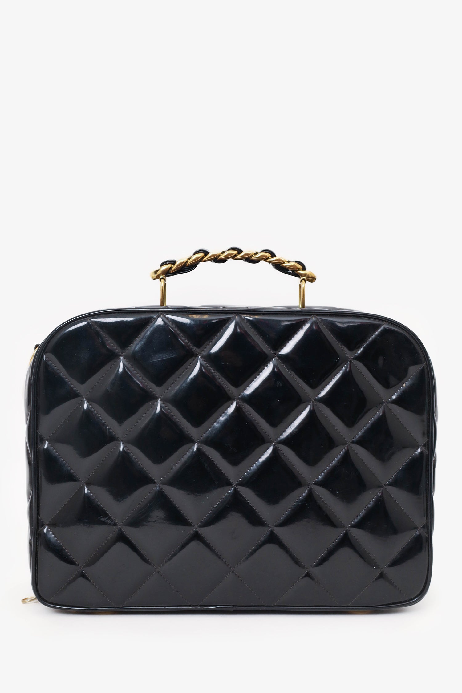 Pre-Loved Chanel™ 1994-96 Black Patent Leather Large Vanity Case