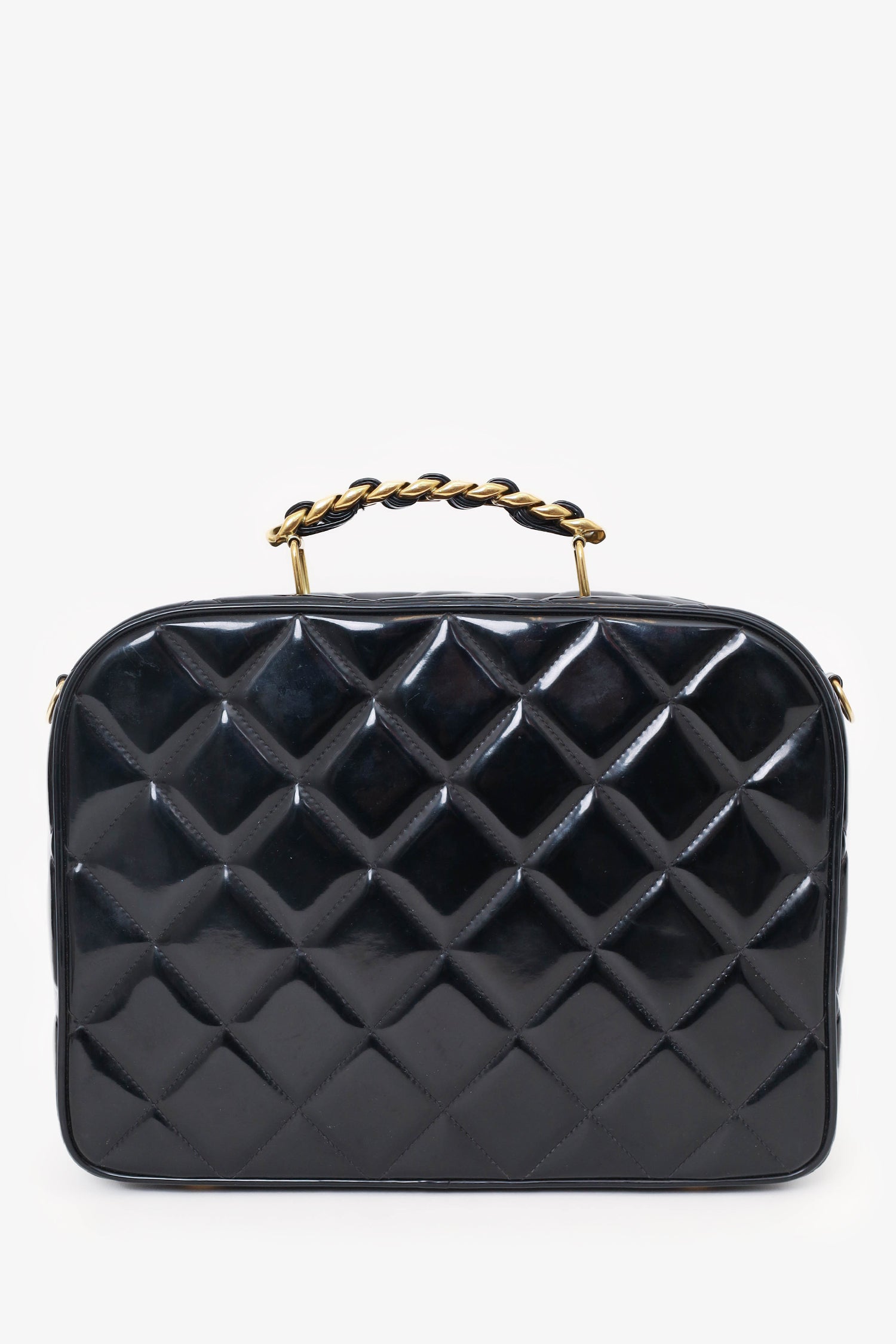 Pre-Loved Chanel™ 1994-96 Black Patent Leather Large Vanity Case