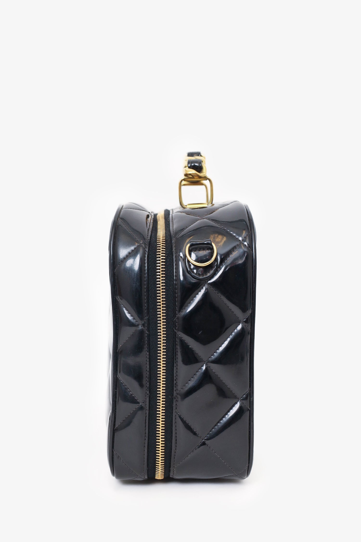 Pre-Loved Chanel™ 1994-96 Black Patent Leather Large Vanity Case