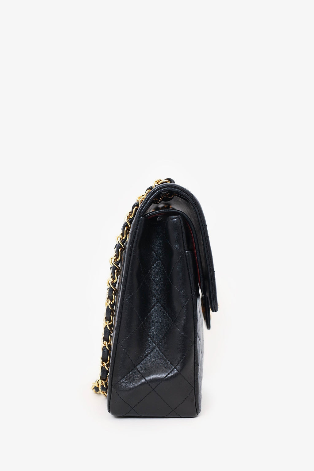 Pre-Loved Chanel™ 1989-91 Black Lambskin Classic Medium M/L Square Double Flap