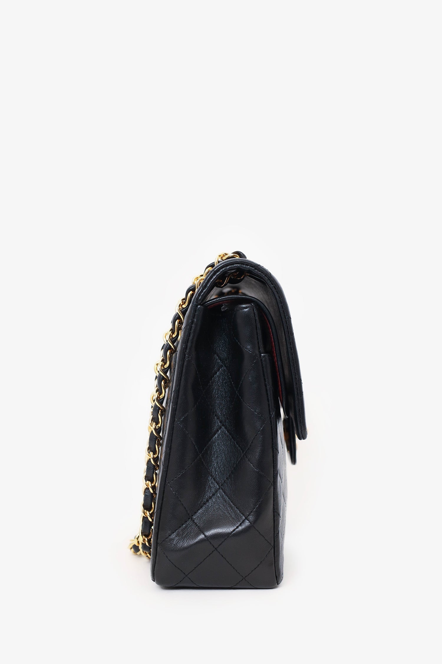 Pre-Loved Chanel™ 1989-91 Black Lambskin Classic Medium M/L Square Double Flap