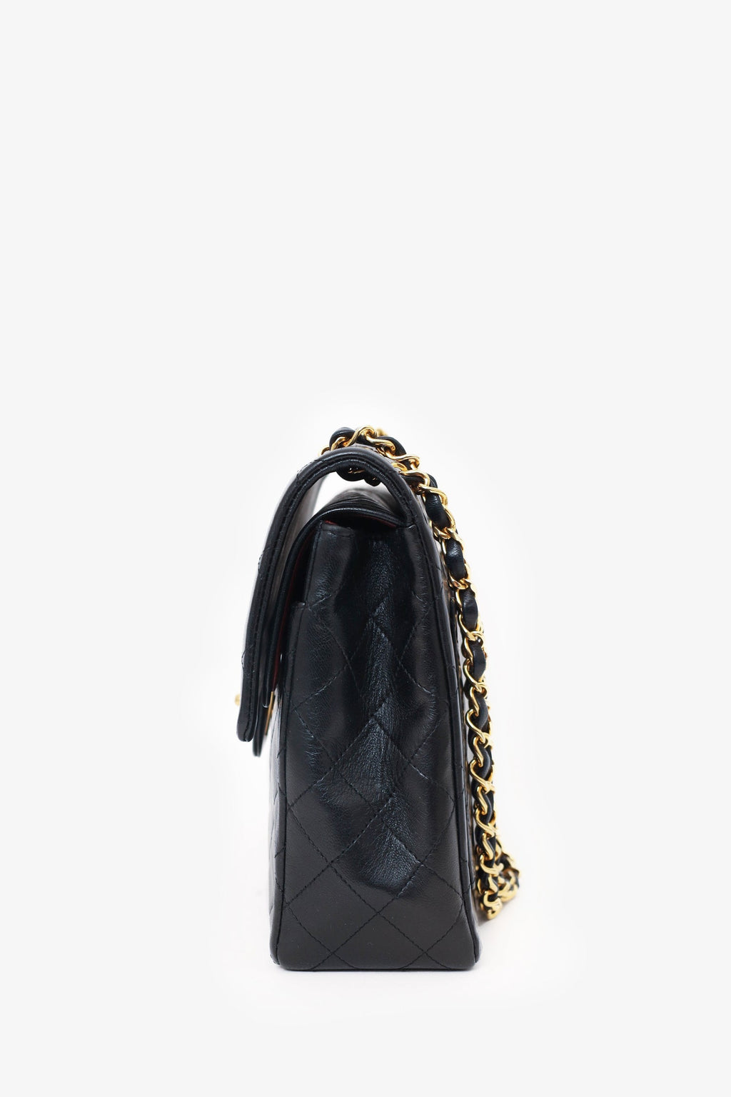 Pre-Loved Chanel™ 1989-91 Black Lambskin Classic Medium M/L Square Double Flap