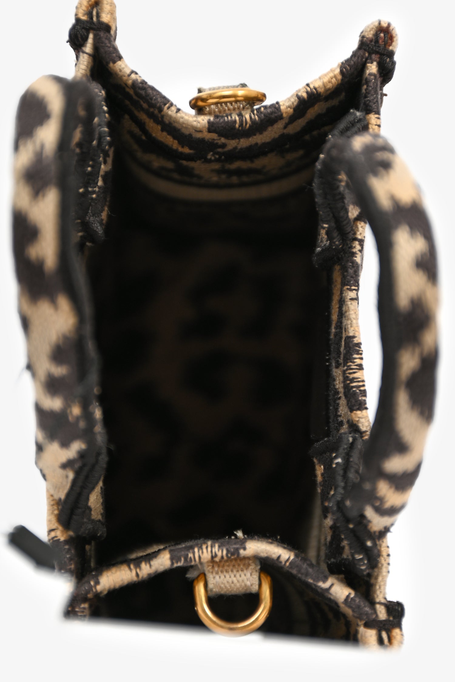 Christian Dior Beige Leopard Canvas Mini Book Tote Phone Bag