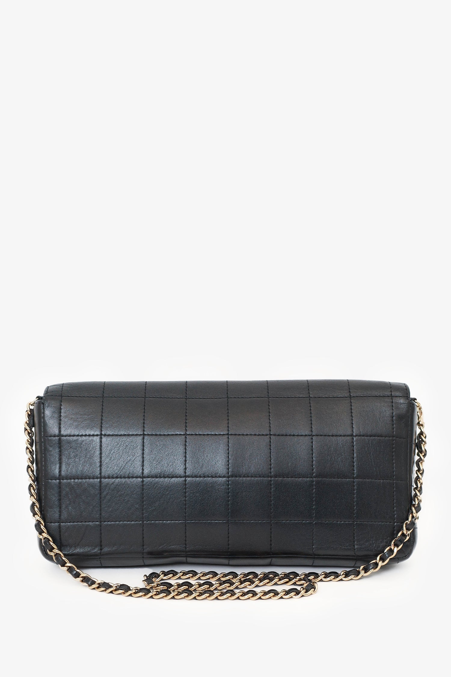 Pre-Loved Chanel™ 2003-04 Black Lambskin Chocolate Bar East West Shoulder Bag