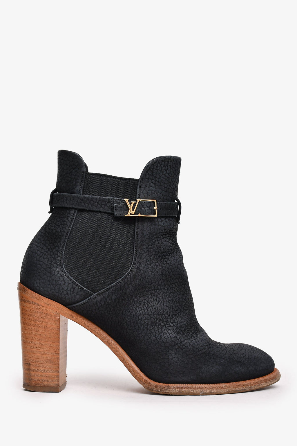 Louis Vuitton Black Leather Buckle Detailed Ankle Boots Size 38
