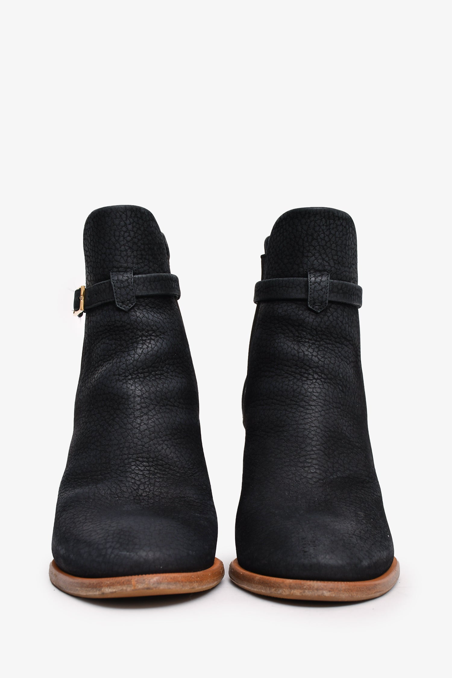 Louis Vuitton Black Leather Buckle Detailed Ankle Boots Size 38