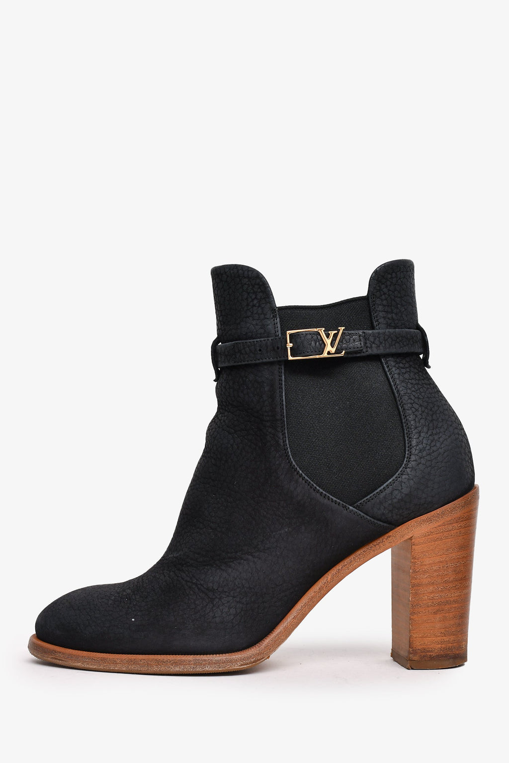Louis Vuitton Black Leather Buckle Detailed Ankle Boots Size 38