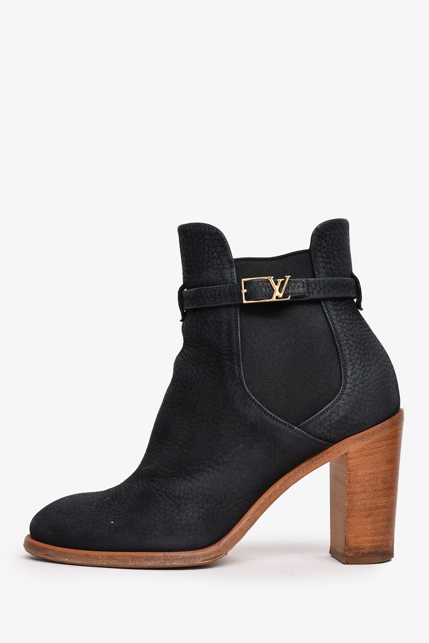 Louis Vuitton Black Leather Buckle Detailed Ankle Boots Size 38