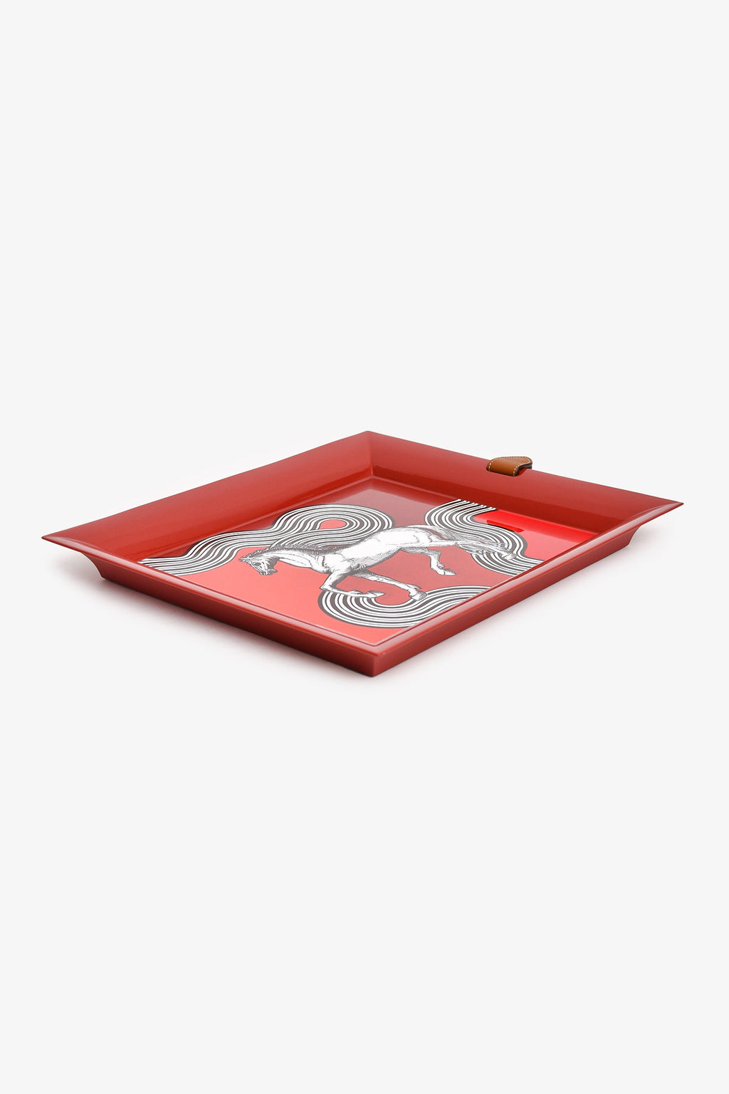 Hermès Red Lacquer Cheval Cosmique Rectangular Tray