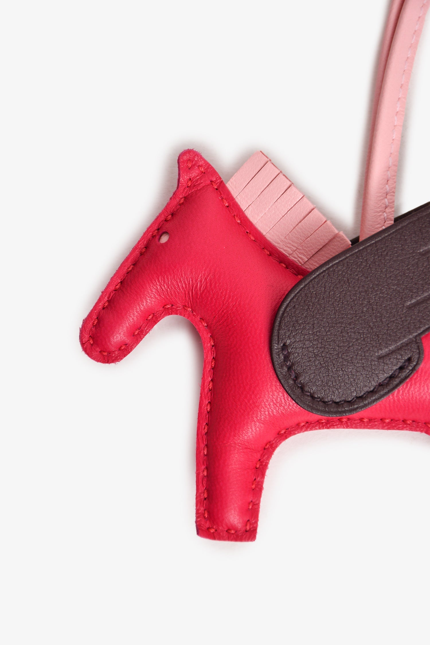 Hermès 2021 Fuscia/Brown Leather Rodeo Pegase PM Bag Charm