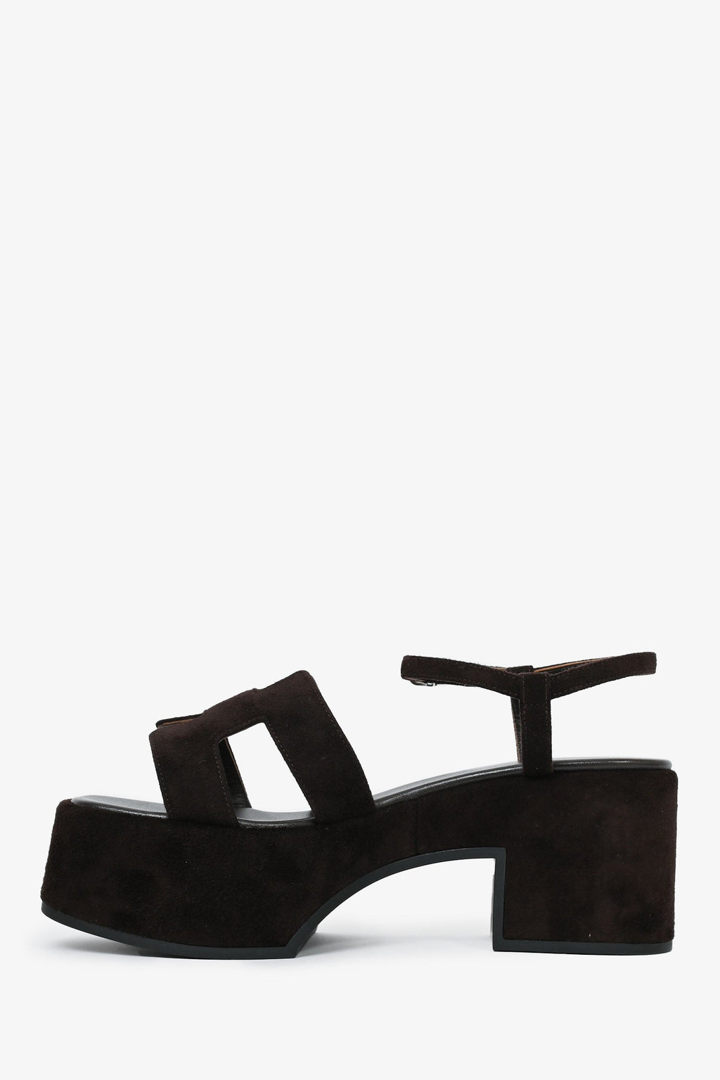 Hermes Chocolate Brown Suede Platform 'Jam 30' Sandals Size 37.5