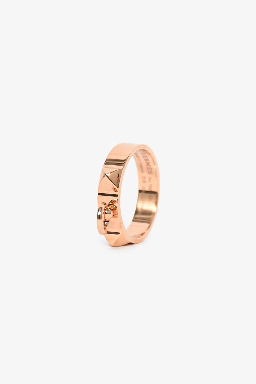 Hermès 18K Rose Gold 'Collier de Chien' Ring Small Model Size 58